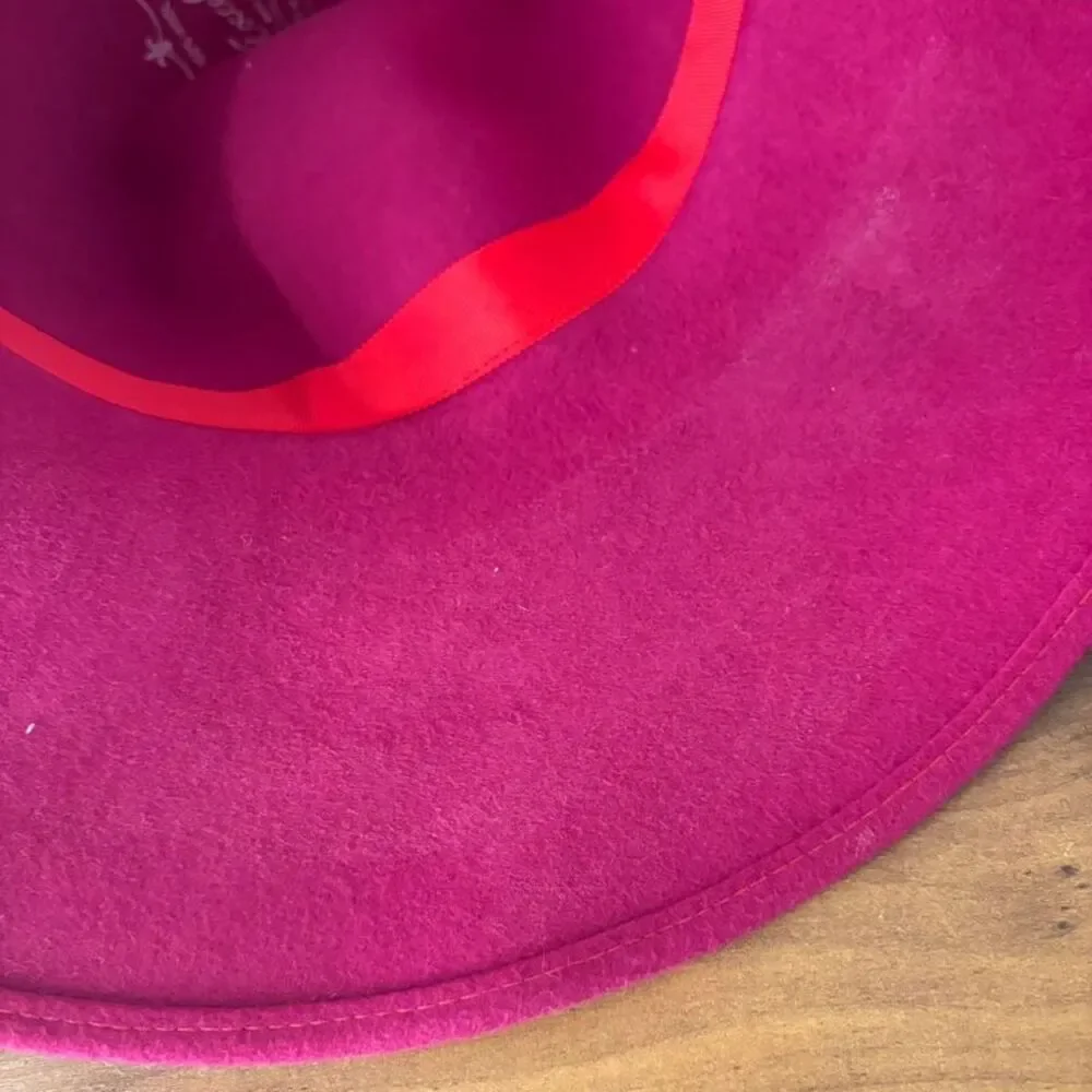 Vintage Mr Kurt Original Hot Pink 100% Wool Wide Brim Hat Excello Veil USA Made